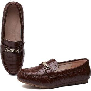 Women’s Brown Stone Polyurethane Comfortable Casual Slip On Loafer Flat Shoes